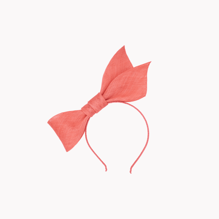Fascinator Headband with Sinamay Bow in Coral