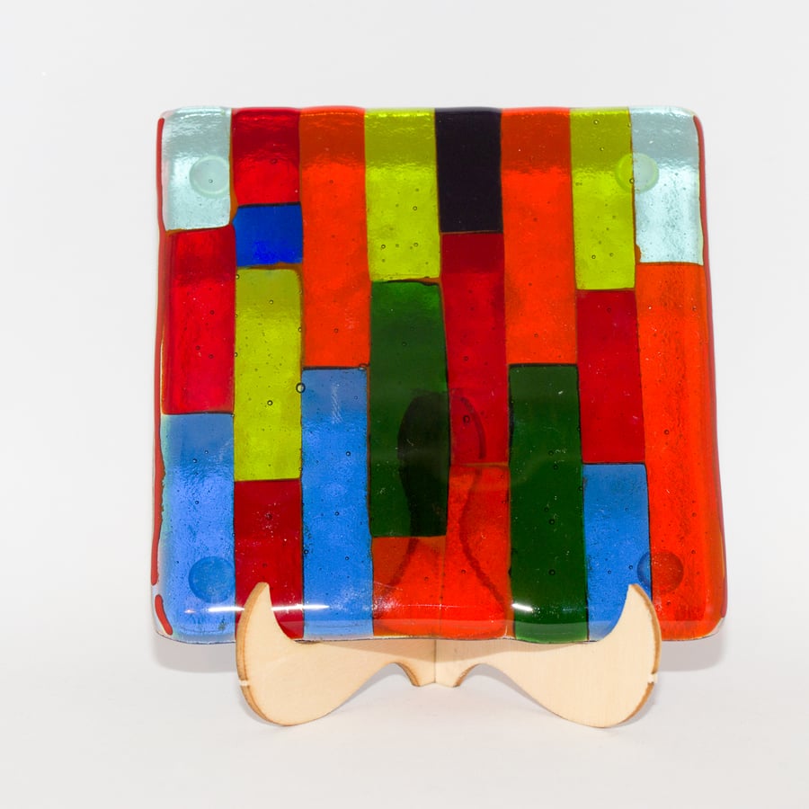 Multi-Coloured Fused Glass Coaster - 9306