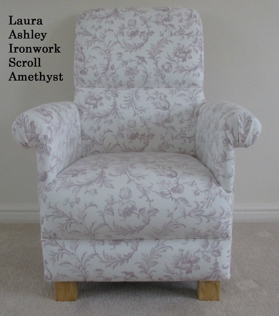 Laura Ashley Ironwork Scroll Amethyst Fabric Adult Chair Lilac Kitchen Lounge 
