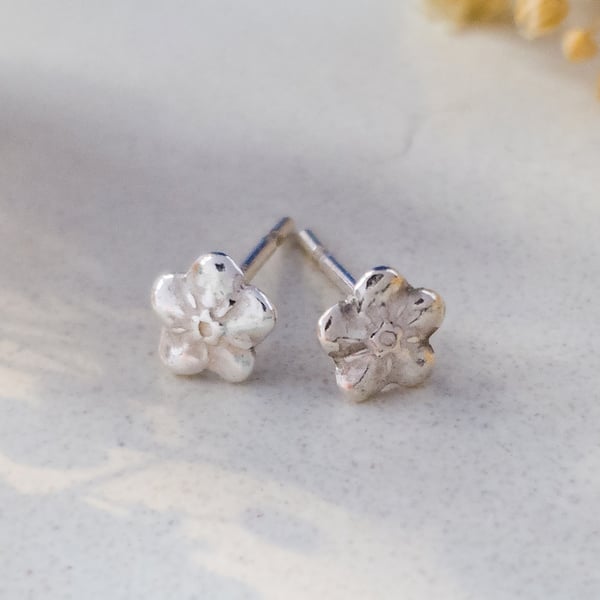 Forget Me Not Earrings - Recycled Silver Flower Studs
