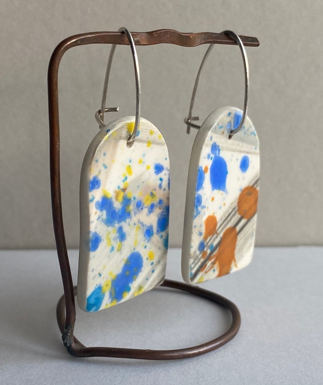 Large Dangly Earrings handmade ceramic