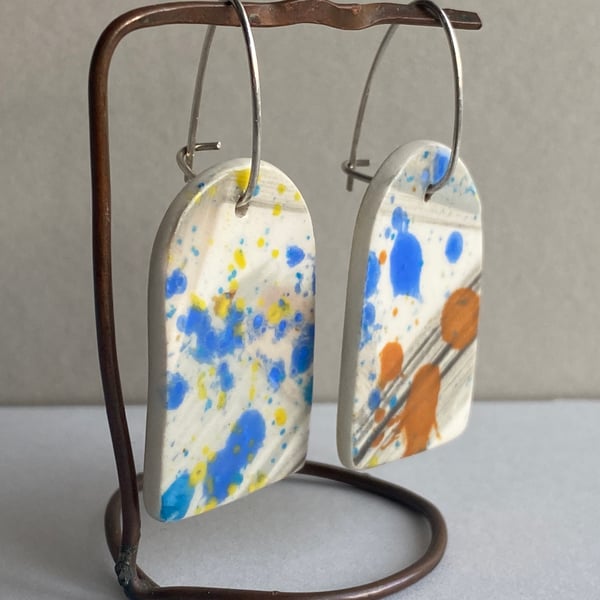 Large Dangly Earrings handmade ceramic
