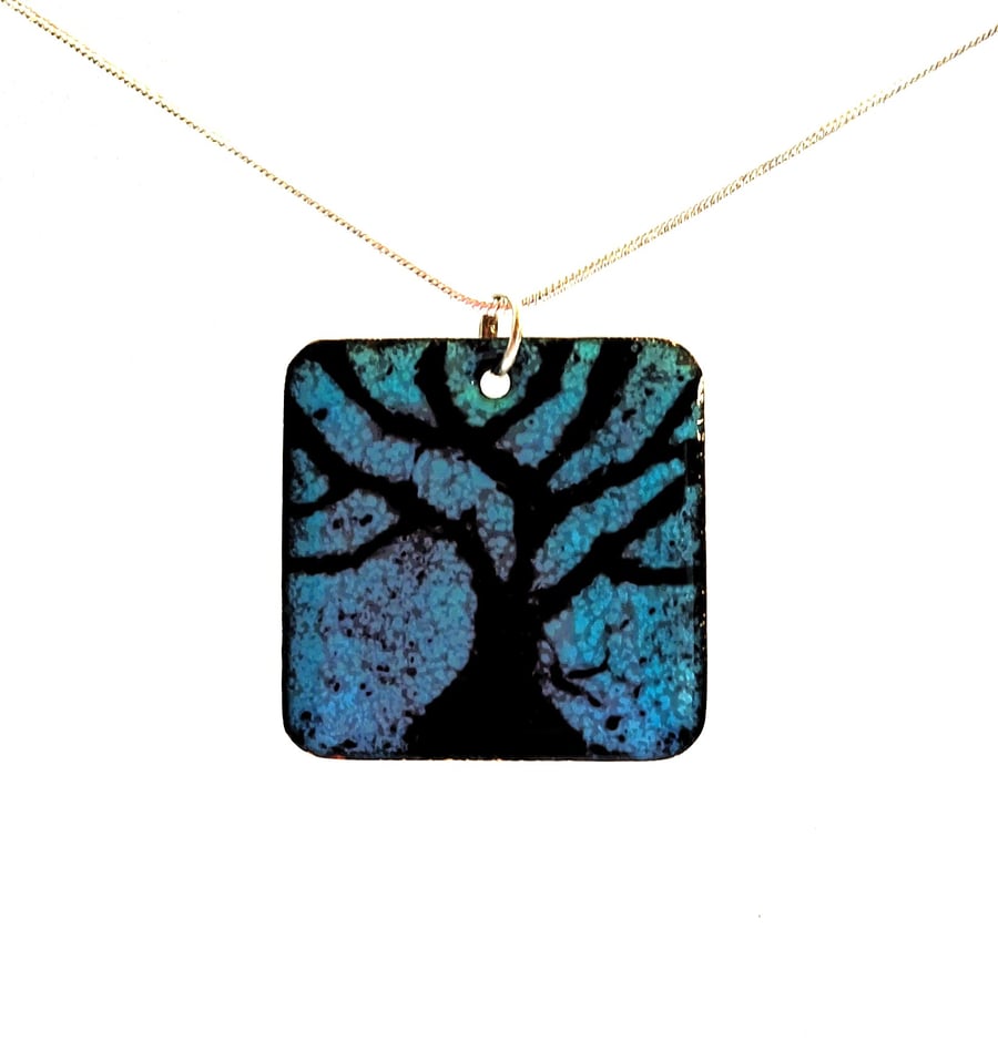 "Bare Branches" pendant in enamelled copper 208 