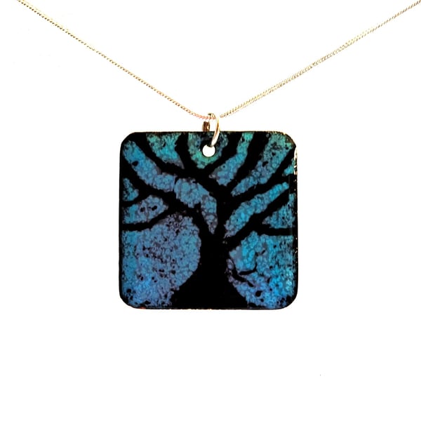 "Bare Branches" pendant in enamelled copper 208 