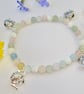 'Tea Time' whimsical teapot charm and pastel gemstone bead bracelet