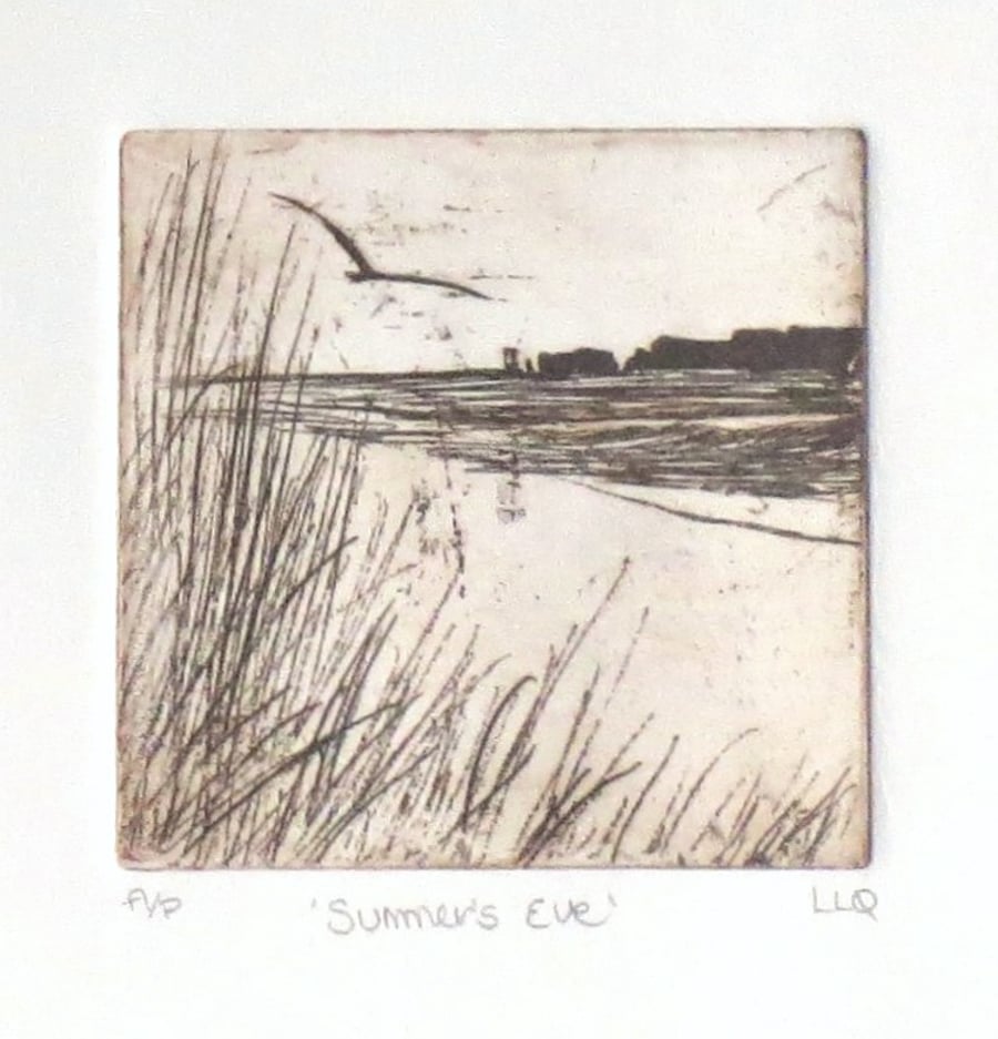 Seconds Sunday sale original print summer's eve mounted etching 