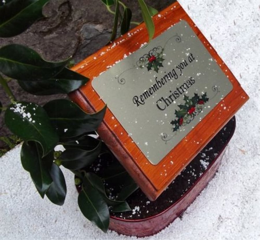 Christmas Solid Wooden Memorial Stake Grave Christmas remembrance Memorial 