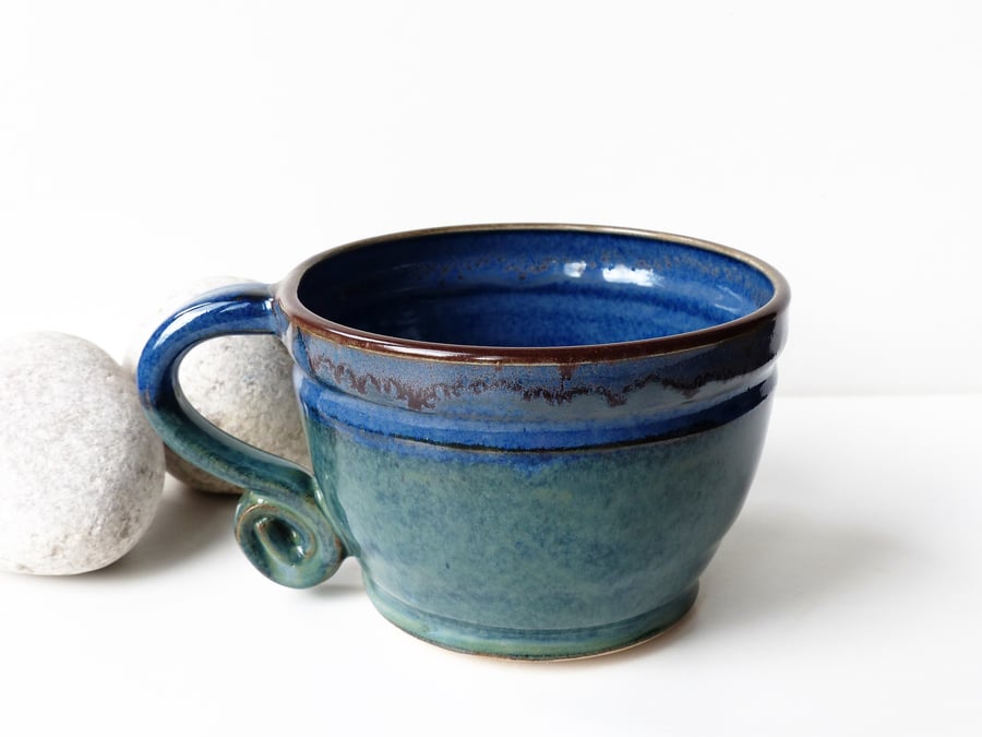 A Large Stoneware Soup Bowl Mug - Tea, Coffee, Hot Chocolate, Ceramics Pottery 