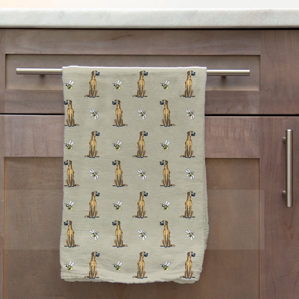 Great Dane & Bee Tea Towel