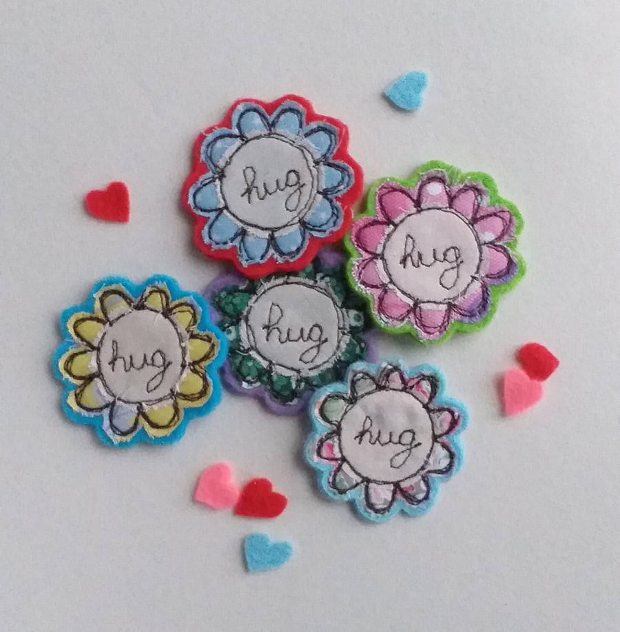 Set of 5 Embroidered Felt Pocket Hugs