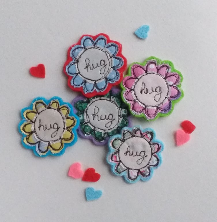 Set of 5 Embroidered Felt Pocket Hugs