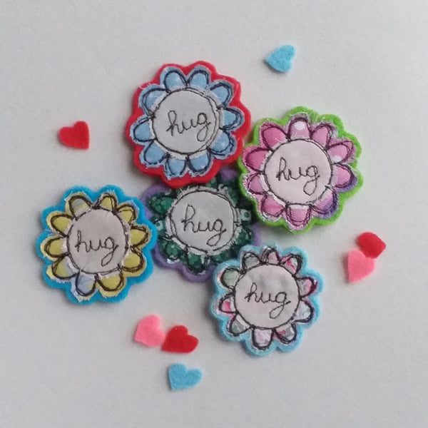 Set of 5 Embroidered Felt Pocket Hugs