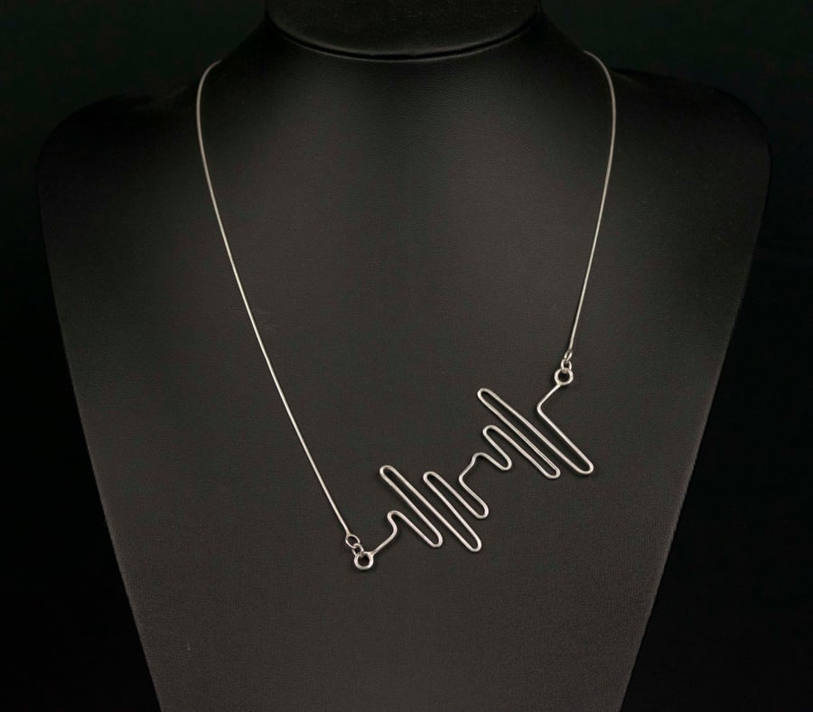 Handmade Sterling Silver Heartbeat Necklace