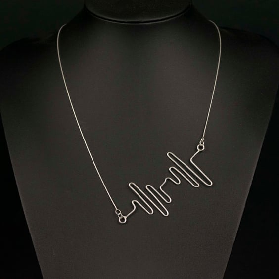 Handmade Sterling Silver Heartbeat Necklace