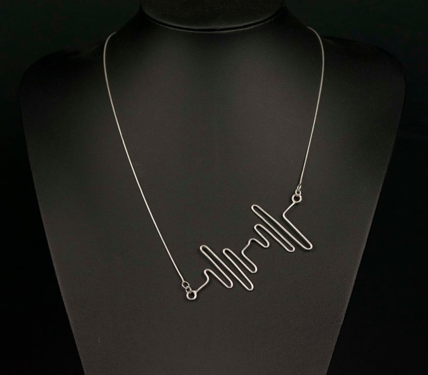 Handmade Sterling Silver Heartbeat Necklace