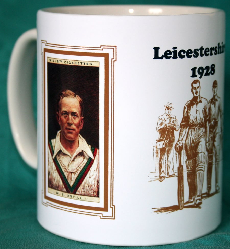 Cricket mug Leicestershire Leics 1928 cricket counties vintage design mug