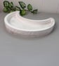 Natural and White Marbled Crescent Moon Trinket Tray - Celestial Jewellery Dish - Image 2