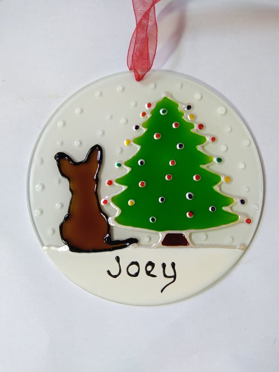 Jack Russel Christmas sun catcher decoration.