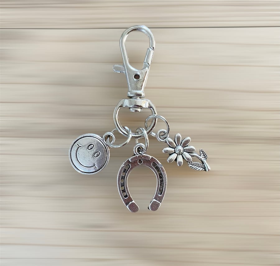 Good luck Charm. Flower Charm. Bag Accessories. Bag Charms. Horseshoe Charm.