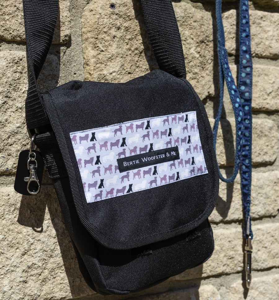 Dog Walking Bag:Black with Purple Silhouettes 