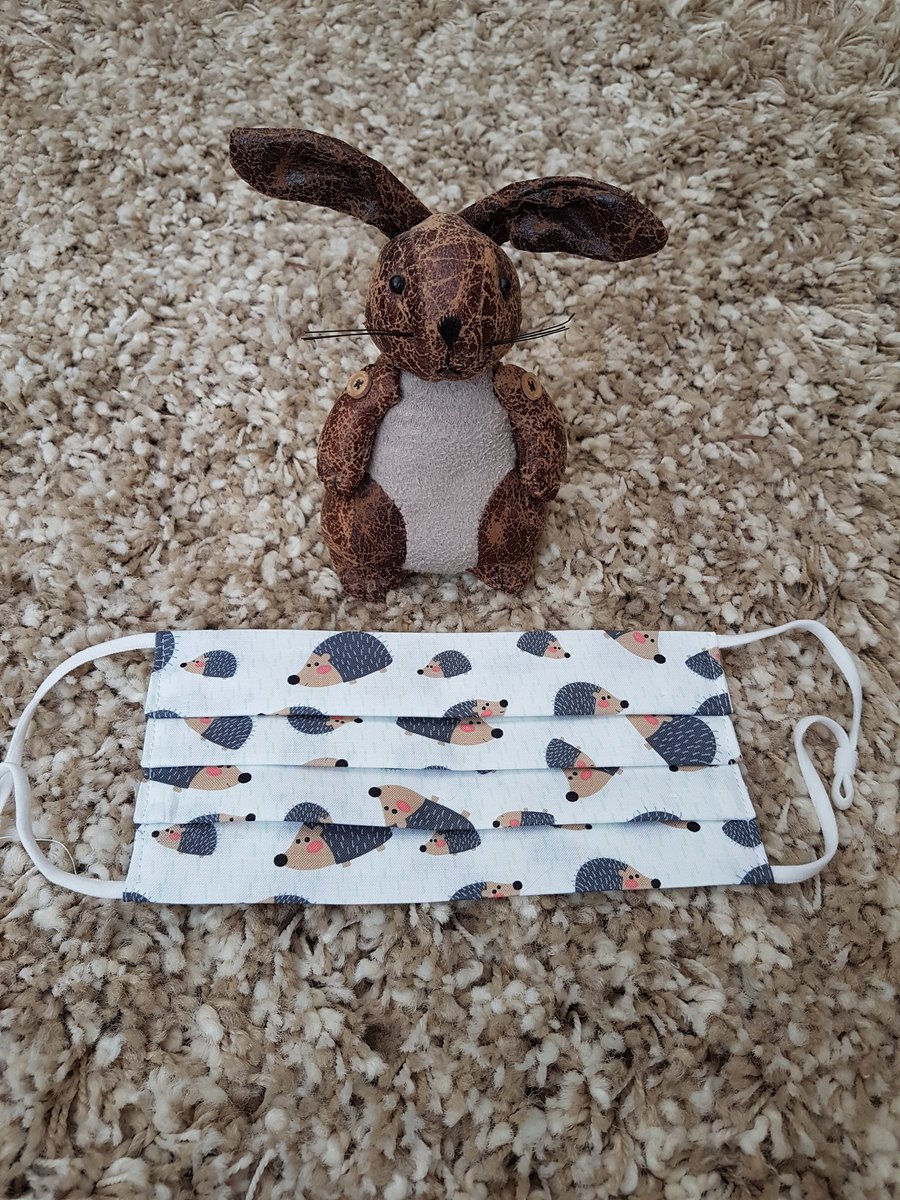 Adult face covering - Happy Hedgehog print 