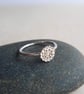 Silver Flower Stacking Ring with Hammered Band - Sterling and Fine Silver - Image 3
