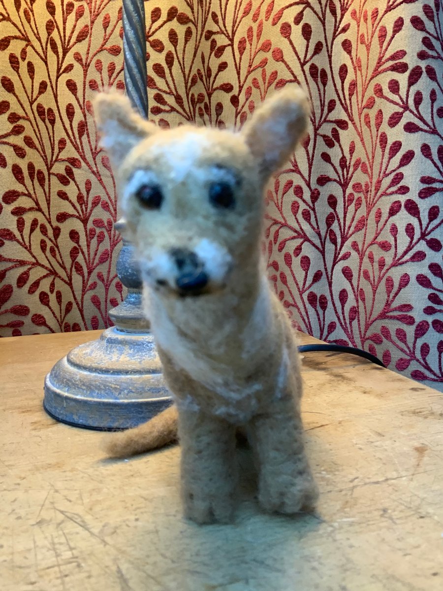 Needle felt dog. Cute little brown dog. Christmas Gift. 