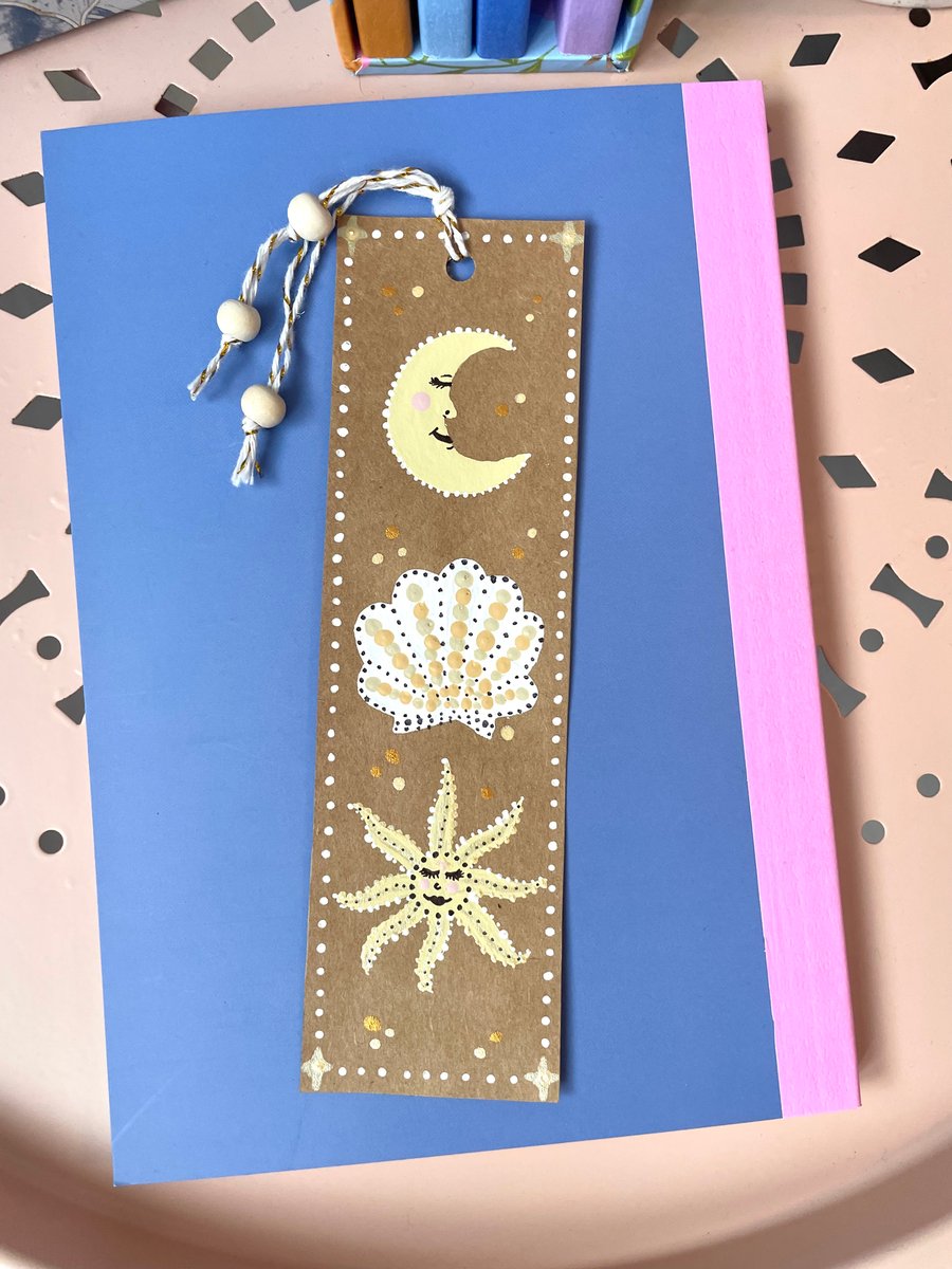 Original hand painted bookmarks - celestial seashell