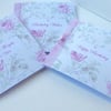 Birthday Card Pk of 3,'Vintage Flowers'Handfinished Greeting Cards.