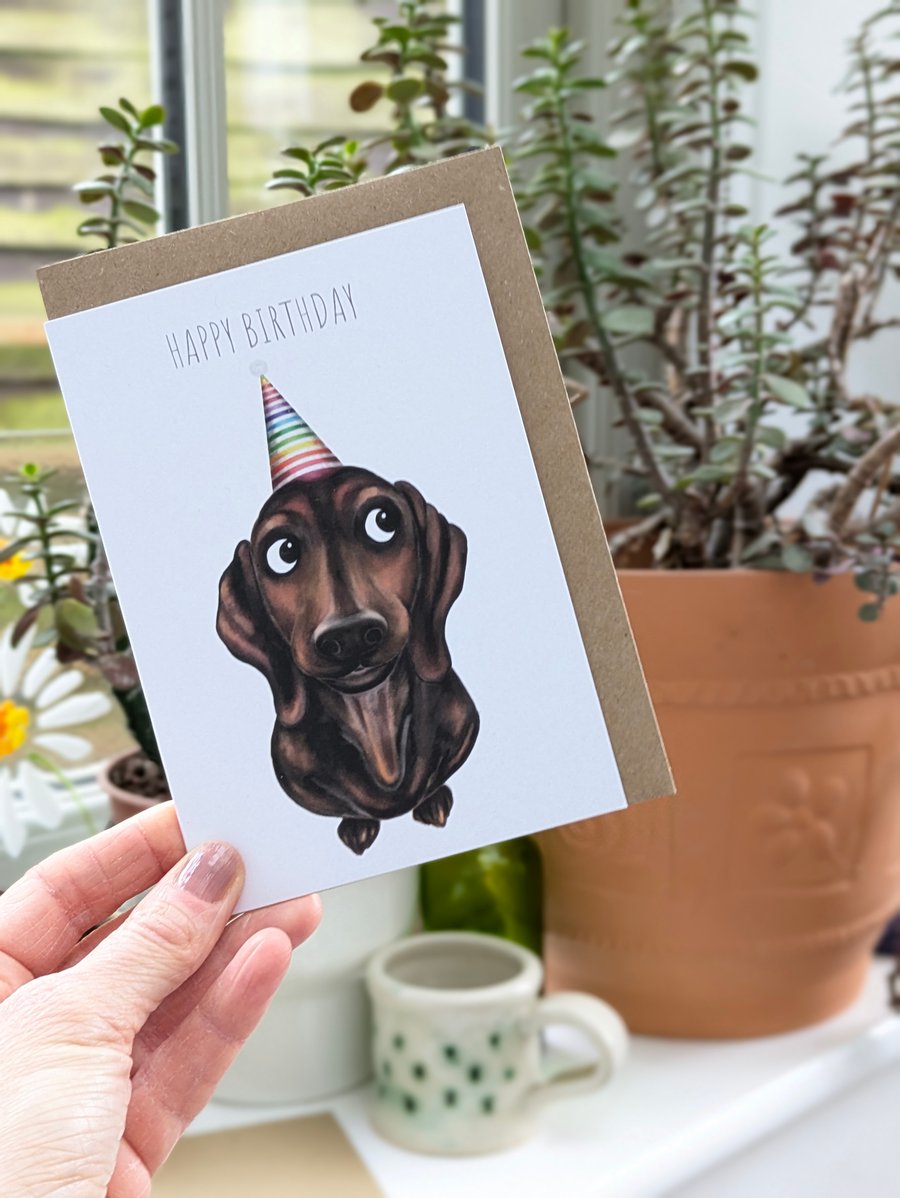 Happy Birthday Card, Stubborn Sausage Dog