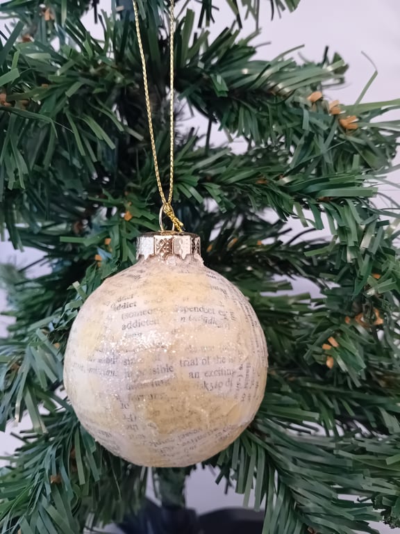 Upcycled Tissue Paper Christmas Bauble - Yellow