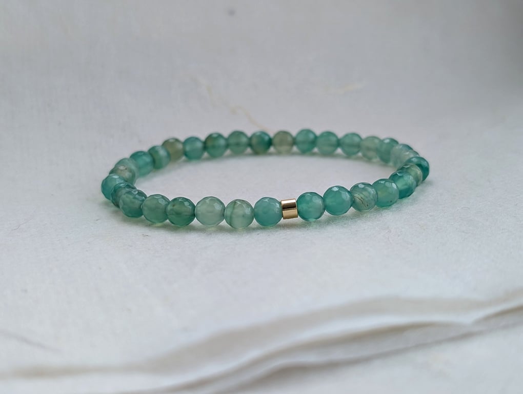 Sea green agate gemstone stretch bracelet 