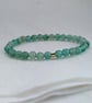 Pastel blue-green agate gemstone stretch bracelet 