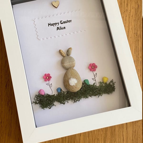 Easter Pebble Frame, Personalised Easter Bunny Gift, Bunny Frame, Happy Easter P