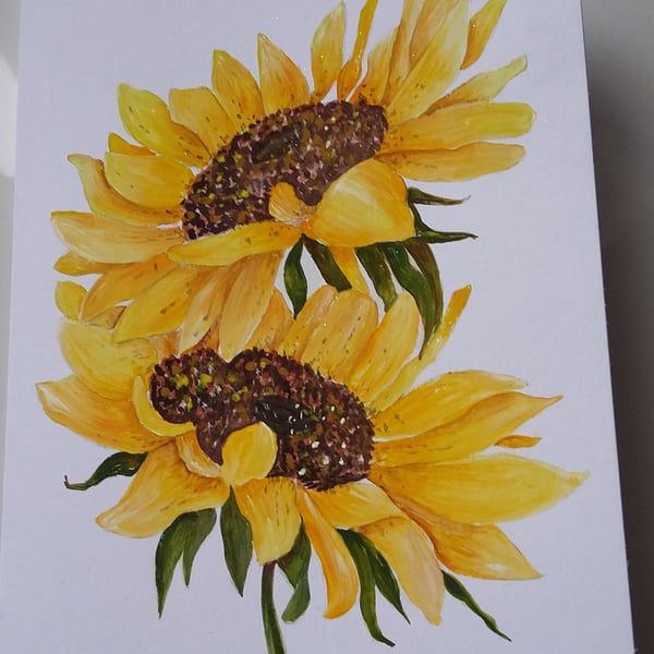 HAND PAINTED ORIGINAL ART WORK OF SUNFLOWERS