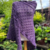 Aubergine Triangle Lace Shawl in recycled acrylic yarn 