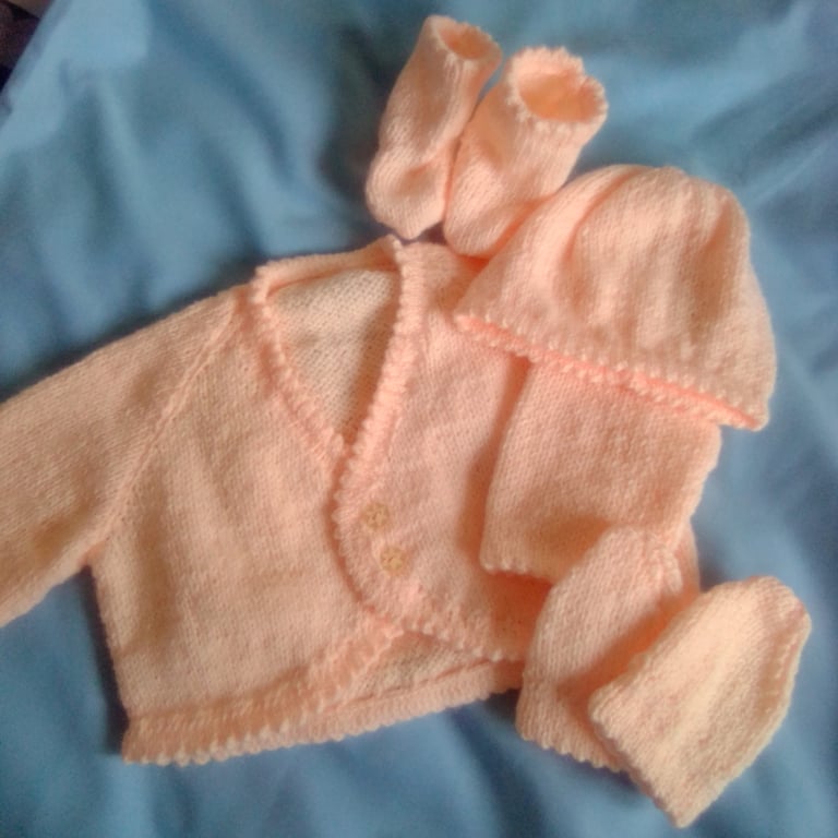 Picot Edge Cardigan Set for Baby, Baby Shower Gift, Premature Sizes, Custom Make