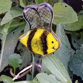 Fused Glass Bee Garden Stake, Garden Decoration, Garden Ornament
