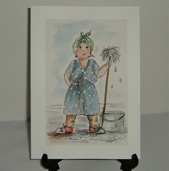 original art hand painted greetings card ( ref F 2)