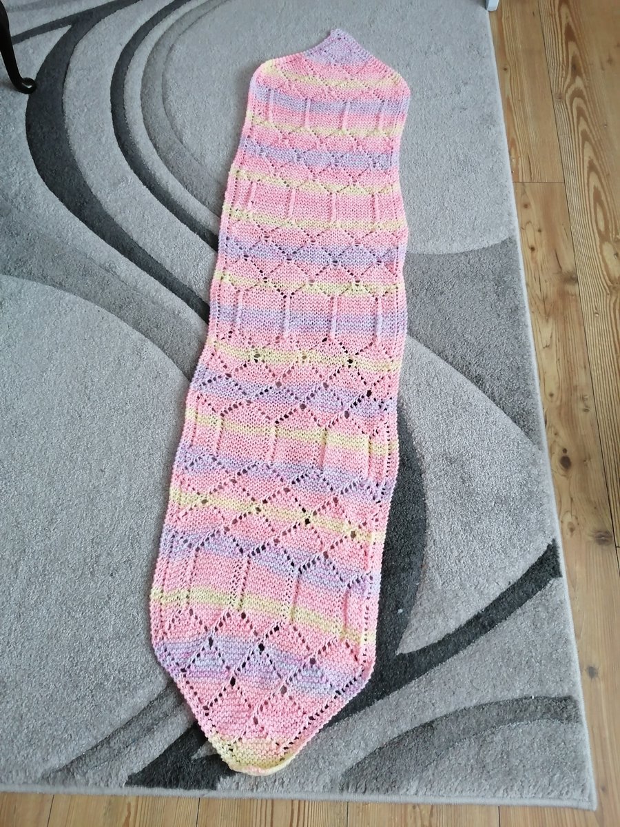 Pink, Lemon and Lavender Hand Knitted Wrap