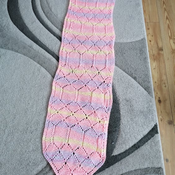 Pink, Lemon and Lavender Hand Knitted Wrap