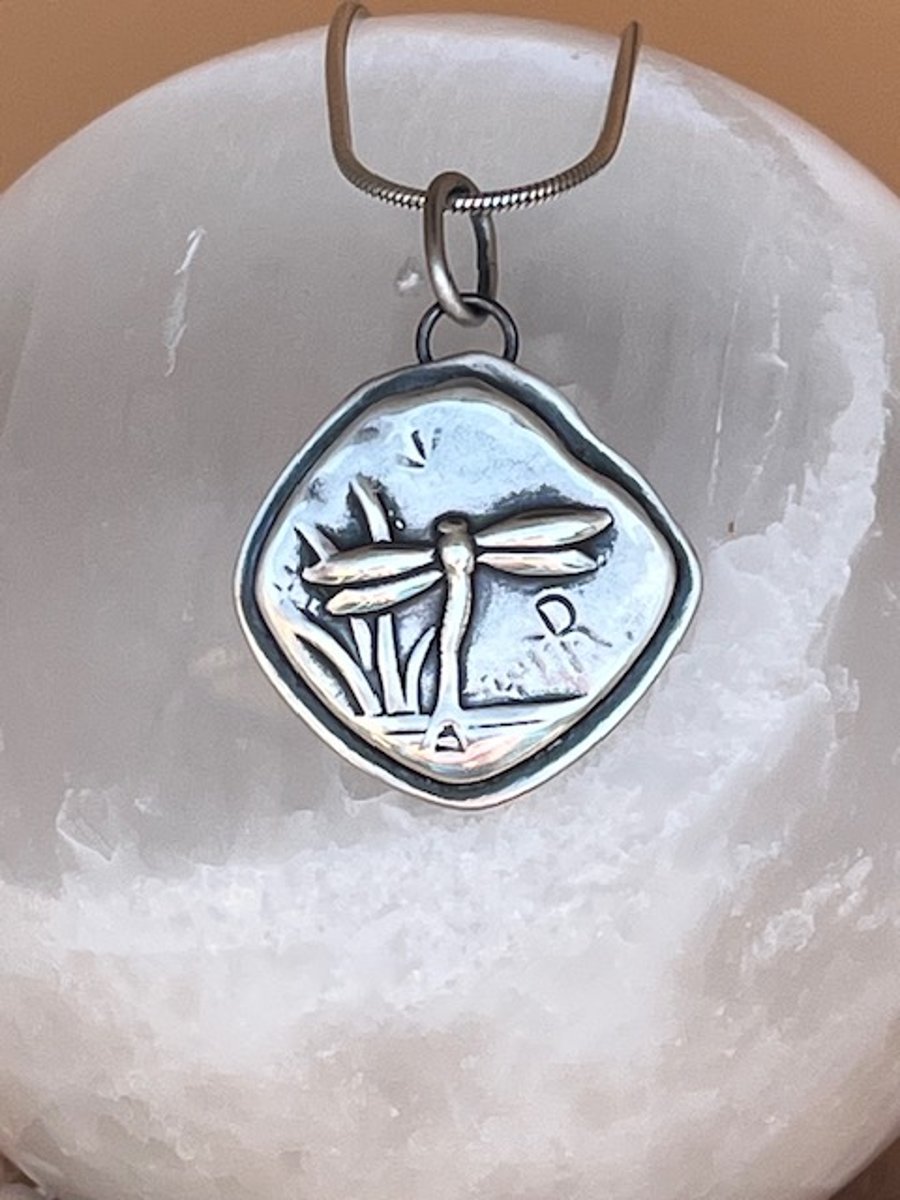 Silver dragonfly pendant