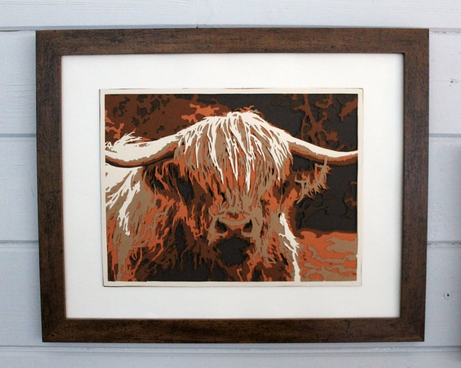 Highland Cow Paper Cut Original Art