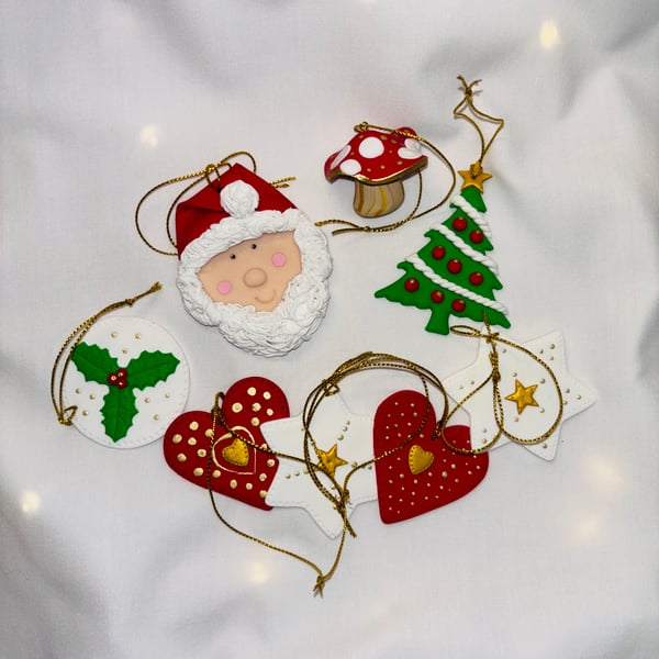 Christmas polymer clay hanging decorations bundle