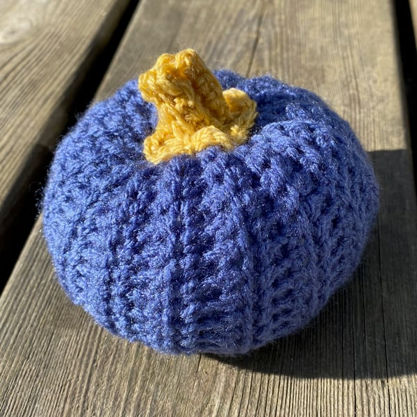 Pumpkin Decoration, Blue And Yellow Crochet Pumpkin, Autumn Decor or Birthday
