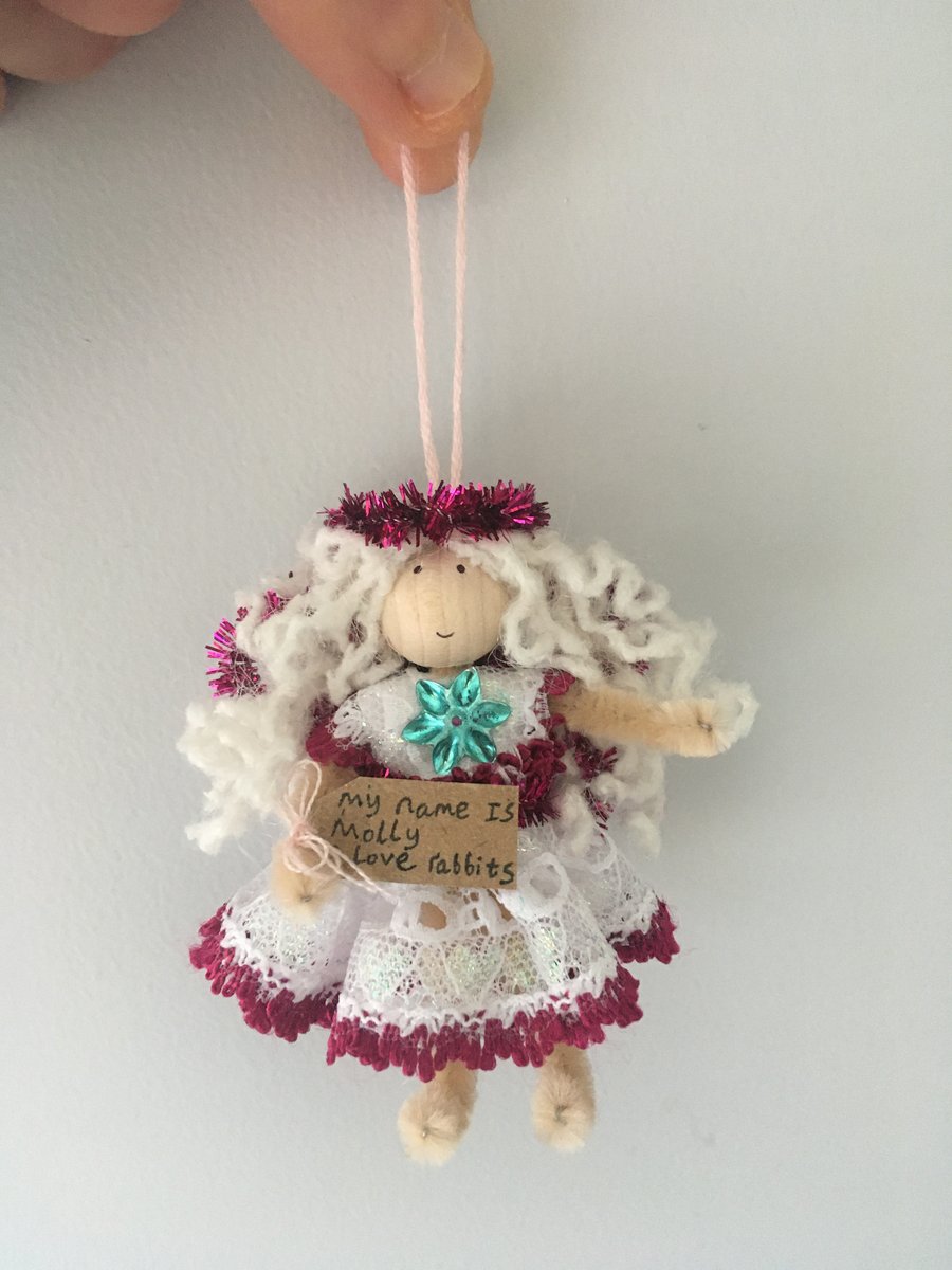 Tiny Pink Fairy Doll Decoration, Fairy Gift 
