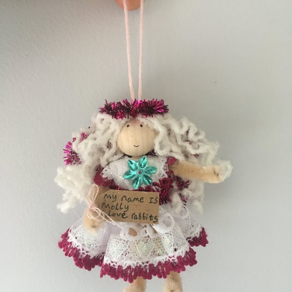 Tiny Pink Fairy Doll Decoration, Fairy Gift 