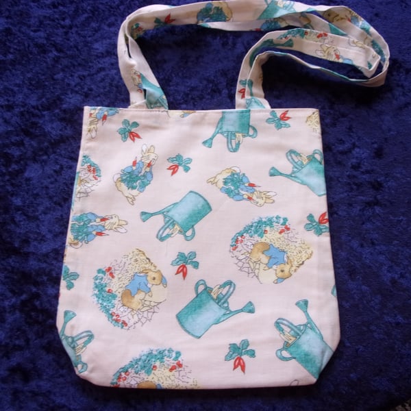Cream Fabric Bag with Peter Rabbit & Watering Cans