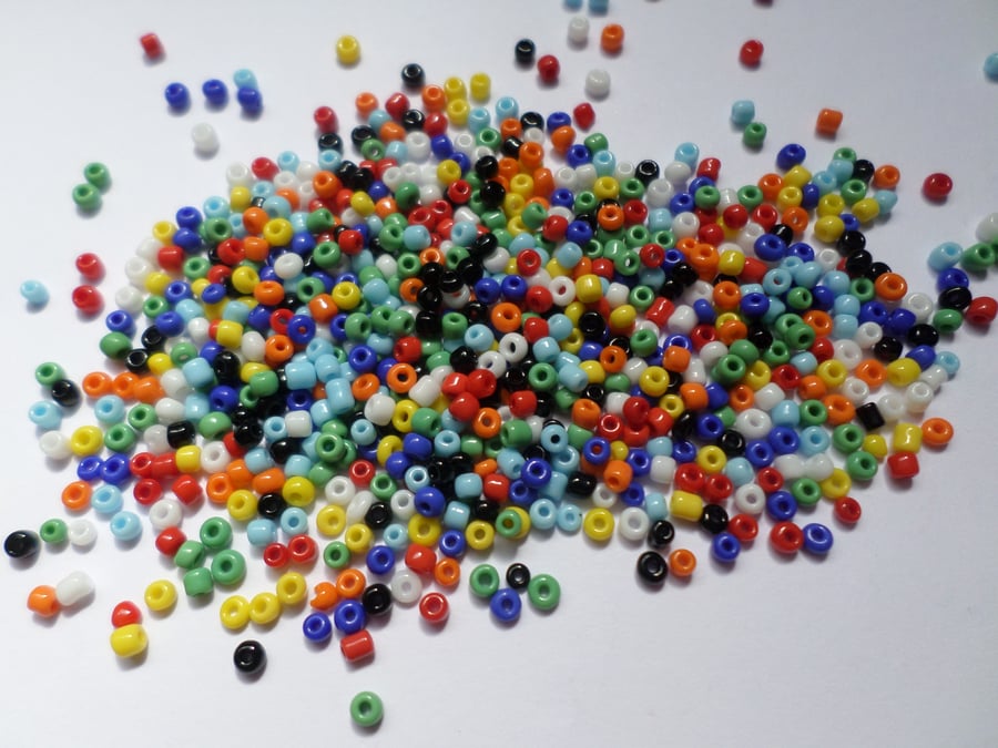 10g Opaque Glass Seed Beads - 2mm - Mixed Colour 