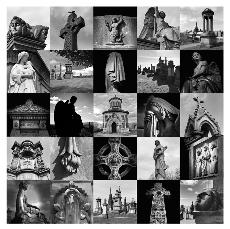 ‘Glasgow Necropolis’ signed square mounted print 30 x 30cm FREE DELIVERY